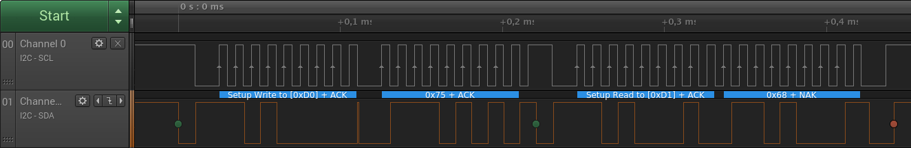 Saleae screenshot of I2C interaction